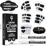 AOSUCO White Chalk Pens 4 Pack Washable Reversible Tips 3mm 6mm Labels view 9