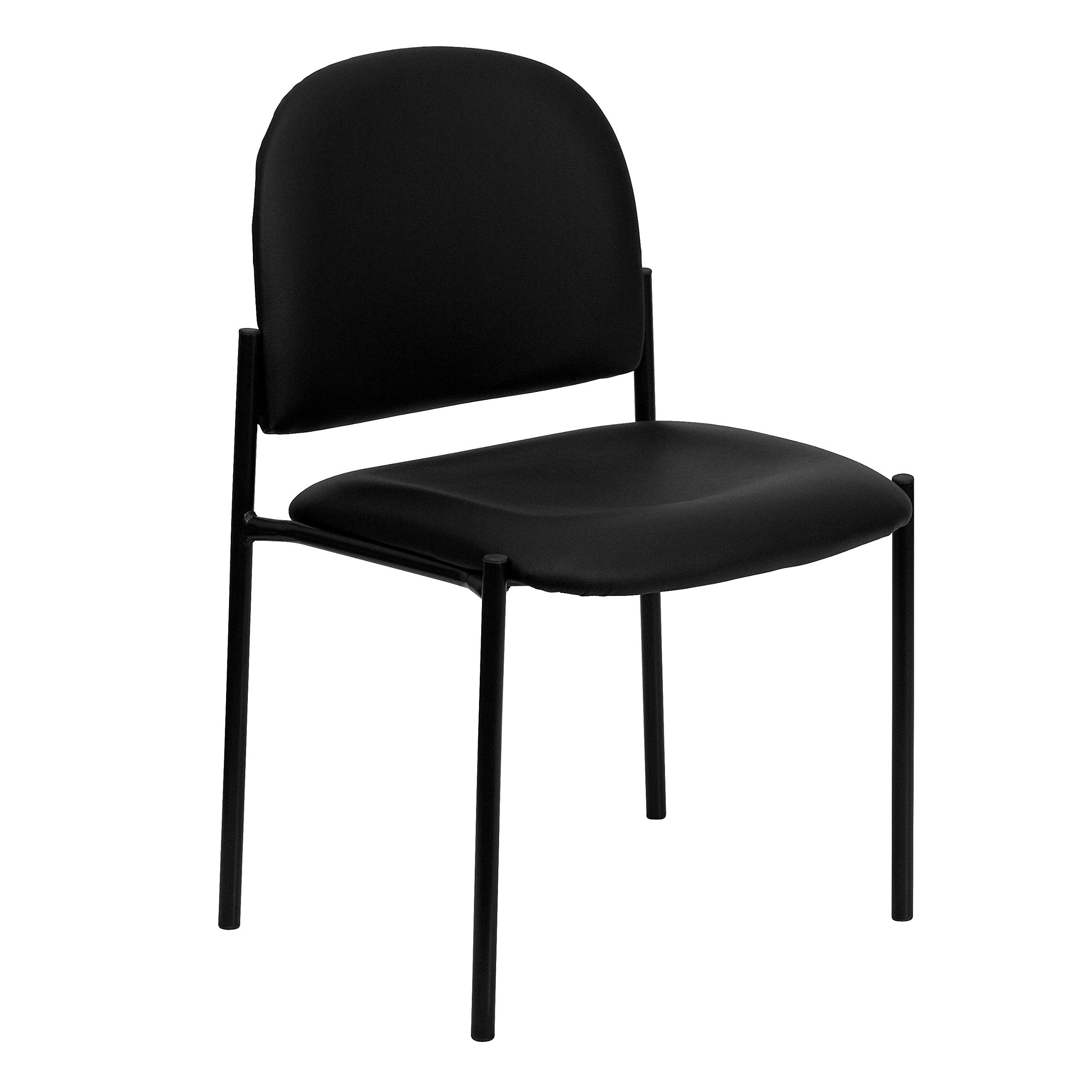 Photo 1 of ***PARTS ONLY***Flash Furniture Tania Comfort Vinyl Upholstered Stackable Side Reception Chair with Padded Seat, Modern Stackable Chair for Living Room/Office, Black