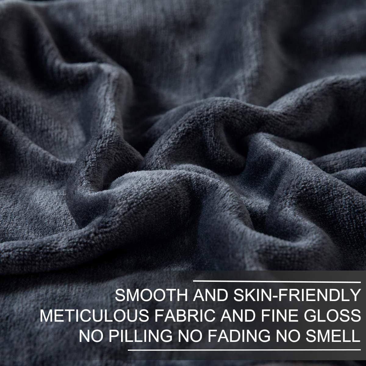 Richave Fleece Blankets Queen Size for All Season 350GSM - Premium Lightweight Anti-Static Throw for Bed Extra Soft Brush Fabric Warm Sofa Thermal Blanket 90" x 90"(Dark Gray Queen): Home & Kitchen
