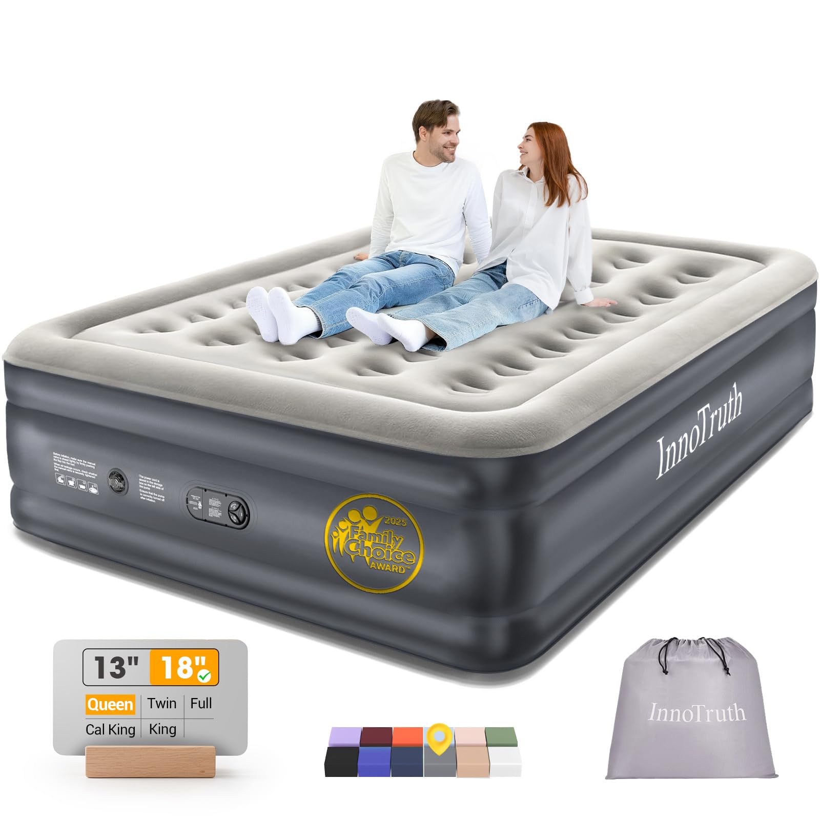 Photo 1 of **SIMILAR ITEM** **UNKNOWN ACTUAL MEASURES** InnoTruth Air Mattress Queen with Built in Pump, Inflatable Mattress Blow up Mattress, Family Choice Award Winner, 18" Colchones Inflables Foldable Air Bed for Guest & Home, Ideal for Camping, 650lbs