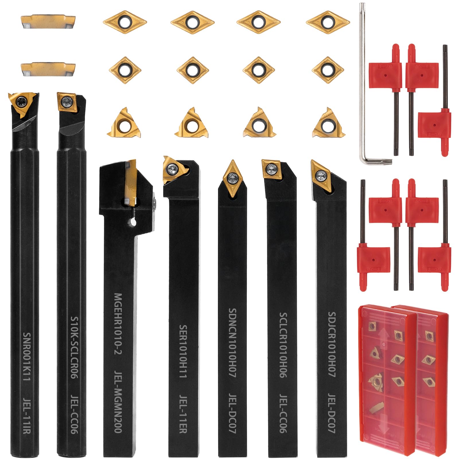 21 PCS Kit,Indexable Lathe Turning Tool,3/8