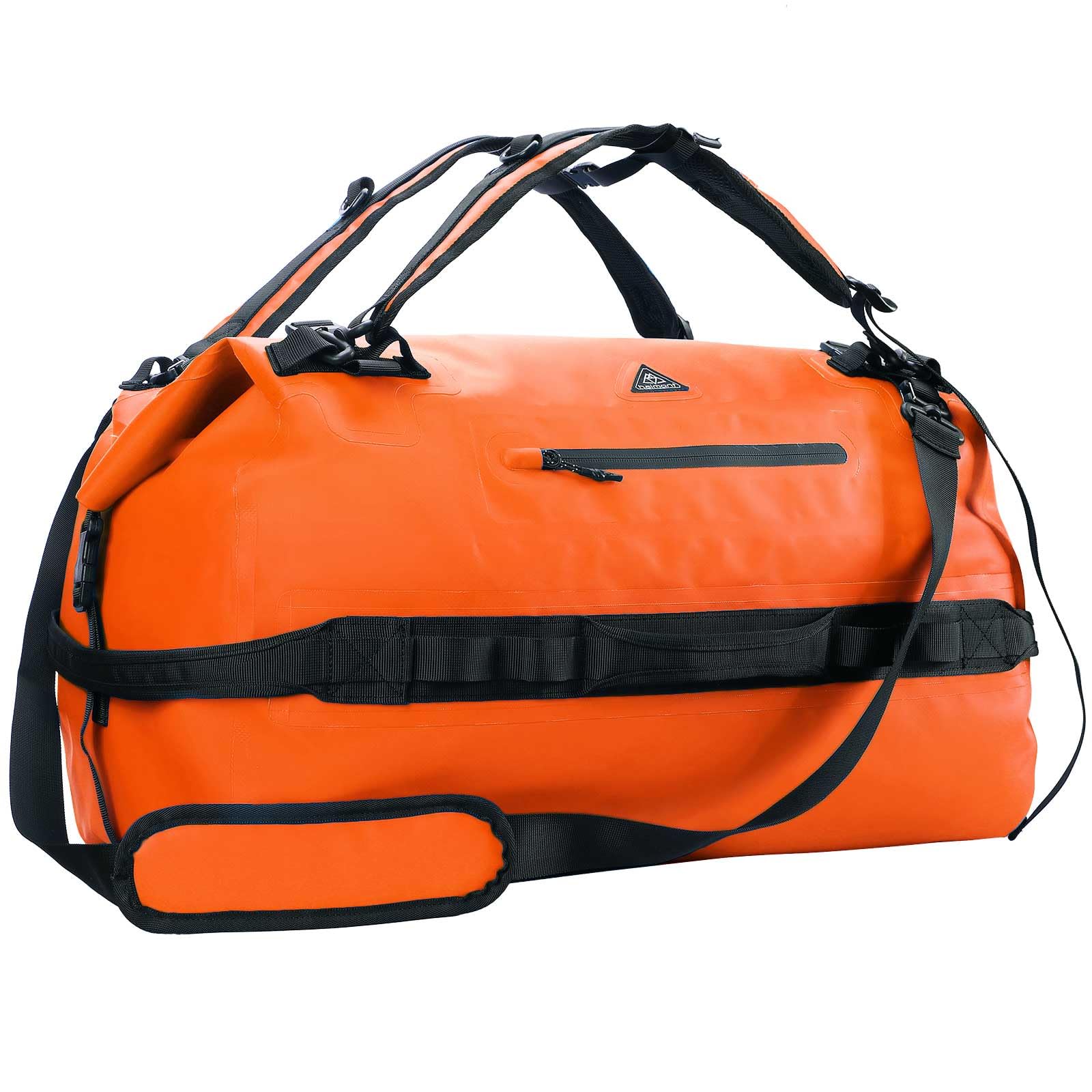 Photo 1 of Haimont 60L Waterproof Duffel Bag Backpack Outdoor Heavy Duty Duffle Bag with Backpack Straps for Camping Travel Kayaking for Men Women, Orange