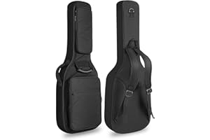 LETSROCK Electric Guitar Case with 0.7 Inch Thick Padding 3 Pockets with Electric Guitar Gig Bag, Adjustable Shoulder Strap Compatible with 38 40 41 Inch Electric Guitar (Jet Black)