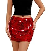 tobyto Women's Sequin Mini Skirt, Sexy Trendy Stretchy Bodycon Skirt with Sparkle for Night Out, Party, Club & Music Festival