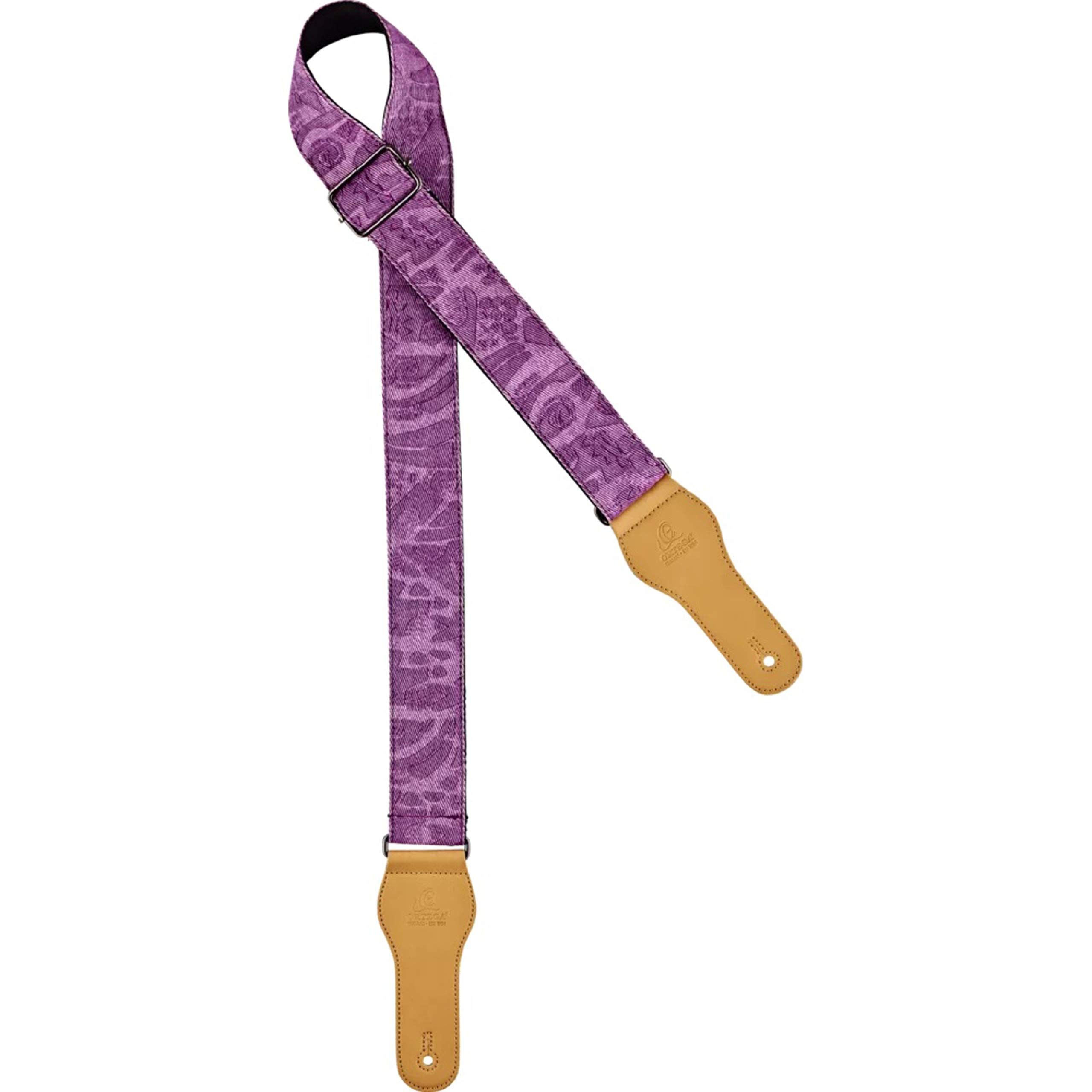 Ortega Guitars Adjustable Guitar Strap – Acoustic Guitar / Bass, Electric Guitar / Bass – Spring Series – Cotton, Purple (OCS-360)