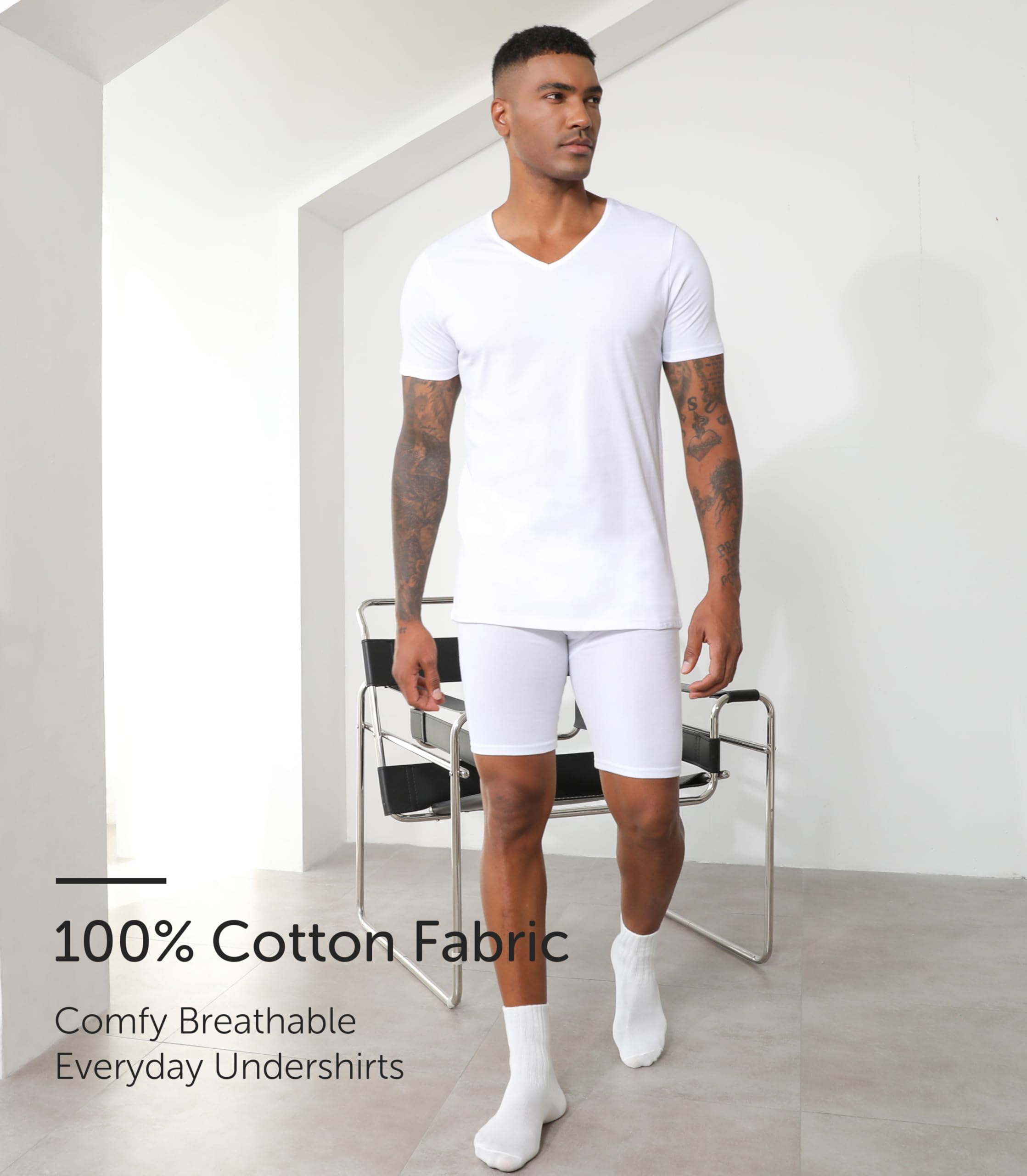 Comfneat Herren 6-Pack 100% Baumwolle Unterhemden, Weiß, L 2