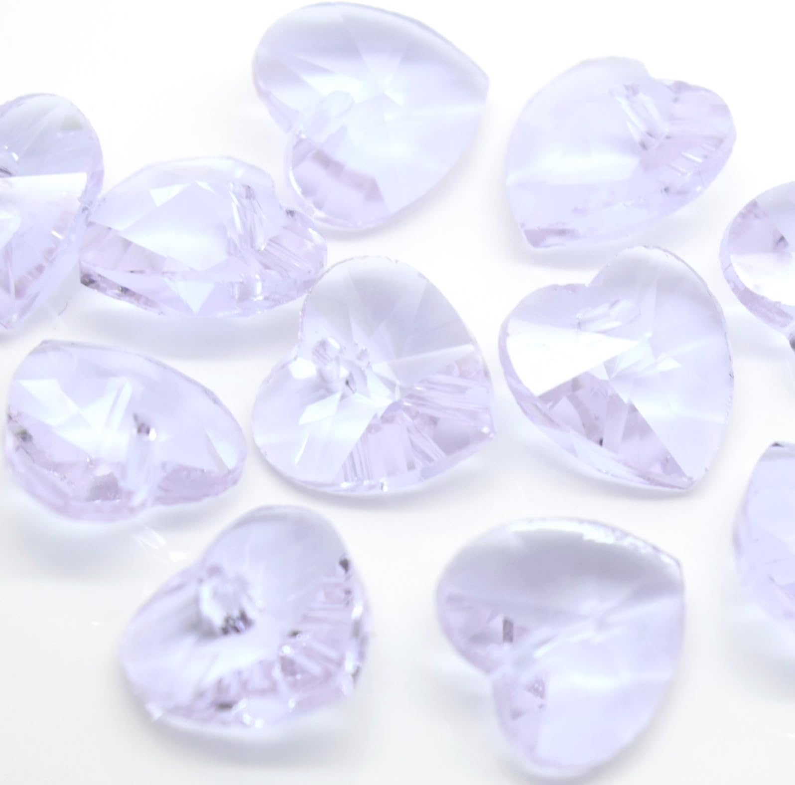10 x Crystal 14mm Faceted Glass Heart Jewellery Making Pendants - Pick Colour for Jewellery Making DIY Crafts by STAR BEADS Lilac