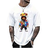 VIPWOLF Men's Cartoon Bear Graphic Tee Shirts Short Sleeve Crew Neck Cool T-Shirt Tops