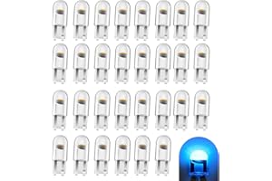 Zikefest 30PCS 194 LED Light Bulbs, 168 2825 W5W T10 6000K Wedge COB Bulbs, 0.36W 12V LED Replacement Bulbs, Universal for Car Dashboard Dome Map Door Courtesy License Plate Lights (Ice Blue)