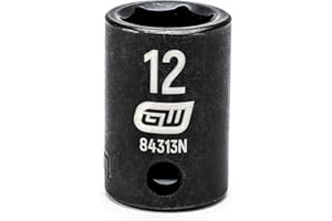 GEARWRENCH 84313N 3/8" Drive 6 Point Standard Impact Metric Socket 12mm, Black