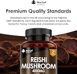 New Leaf Reishi Mushroom Capsules 4000mg 120 Vegan Extract UK Made view 5