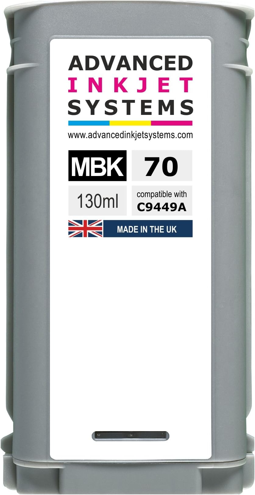 U.K. Manufactured Nr 70 130ml MK Matte Black Cartridge (C9448A) For HP Z2100 Z3100 Z3200 Z5200 Z5400