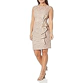 Jessica Howard Womens Sleeveless Mini Lace Sheath Dress with Boat Neck