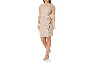 Jessica Howard Women's Sleeveless Mini Lace Sheath Dress with Boat Neck