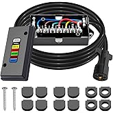 CheeMuii 7 Way Trailer Wiring Harness Kit 8 FT Trailer Cord with 7 Pin Trailer Plug and Junction Box Kit Premium Light and Brake Wiring Wires for Trailer RV