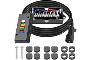CheeMuii 7 Way Trailer Wiring Harness Kit 8 FT Trailer Cord with 7 Pin Trailer Plug and Junction Box Kit Premium Light and Br