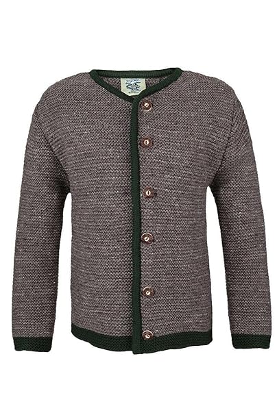 Isar-Trachten Jungen Strickjanker Hellbraun, Hellbraun,