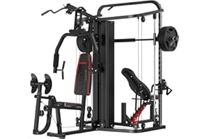 SunHome Multifunction Home Gym System Workout Station,Smith Machine with 138LB Weight Stack, Leg Press, LAT Station for Full Body Training