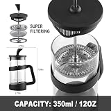 Sivaphe 350ml French Press Coffee Maker Borosilicate Glass Black Plunger view 3