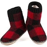 Men's Warm Up House Boots, Thick Fuzzy Sherpa Fleece Winter Moccasin Socks Non-slip Soles, Cozy Soft Comfy Indoor Shoes Rubber Grippers