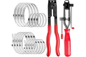 Glarks 18pcs Auto CV Joint Boot Clamp Pliers with CV Boot Clamps Kit, 16Pcs 20-50mm 50-120mm 45-80mm 45-170mm Ear Type & No H