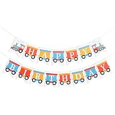 Train Happy Birthday Banner, Little Train Birthday Party Decorations | Happy Trains Colorful Banner, Chugga Choo Theme Bday Garland, Funny Cake Smash Party Photo Backdrop