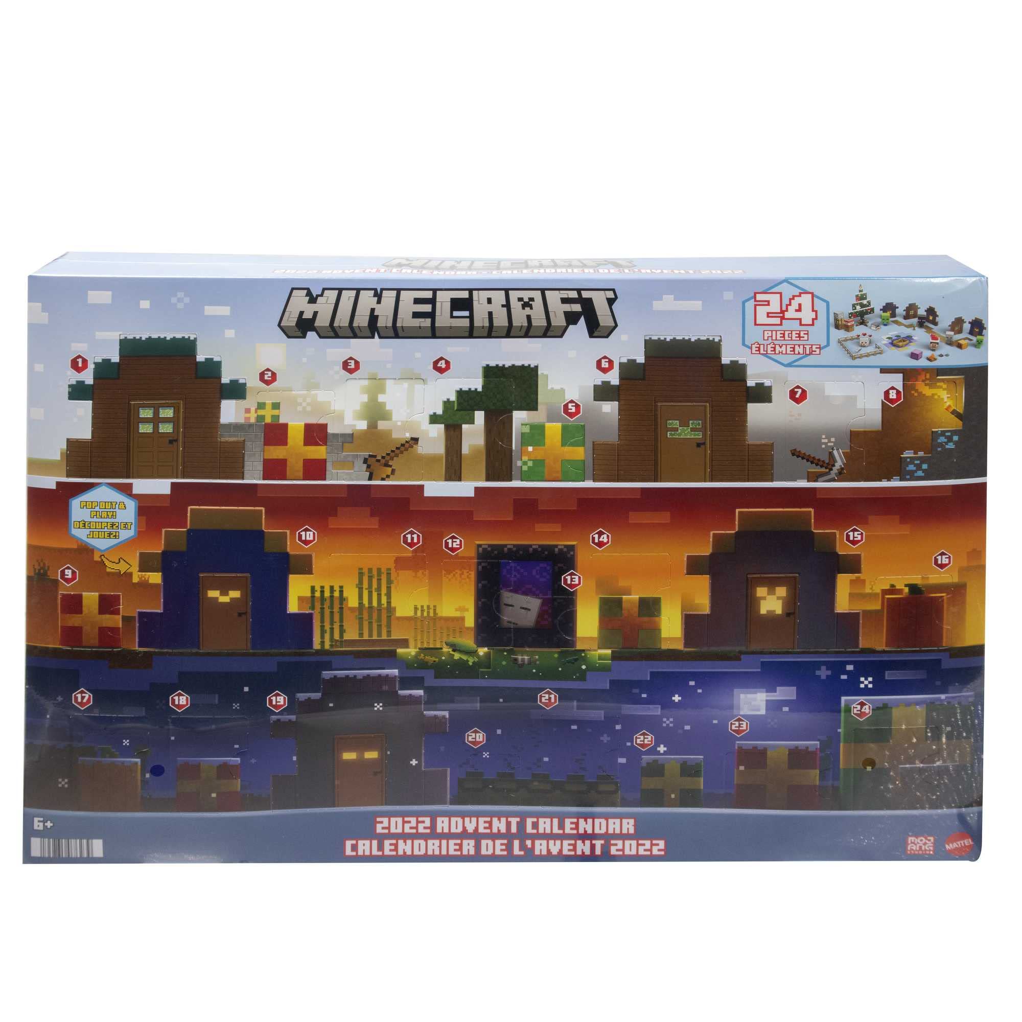 Minecraft Mob Head Minis Advent Calendar Featuring Pixelated Video-Game Character Figures with Giant Heads, Collectible Toy- Ages 6 Years & Older, HHT64