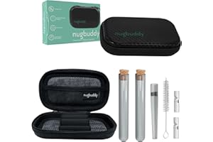 nugbuddy J-Kit - On The go Travel Case Accessory, Carbon Lining - Water Resistant Case + Glass Accessories with included Tubes, Tips, and More (Smoke)