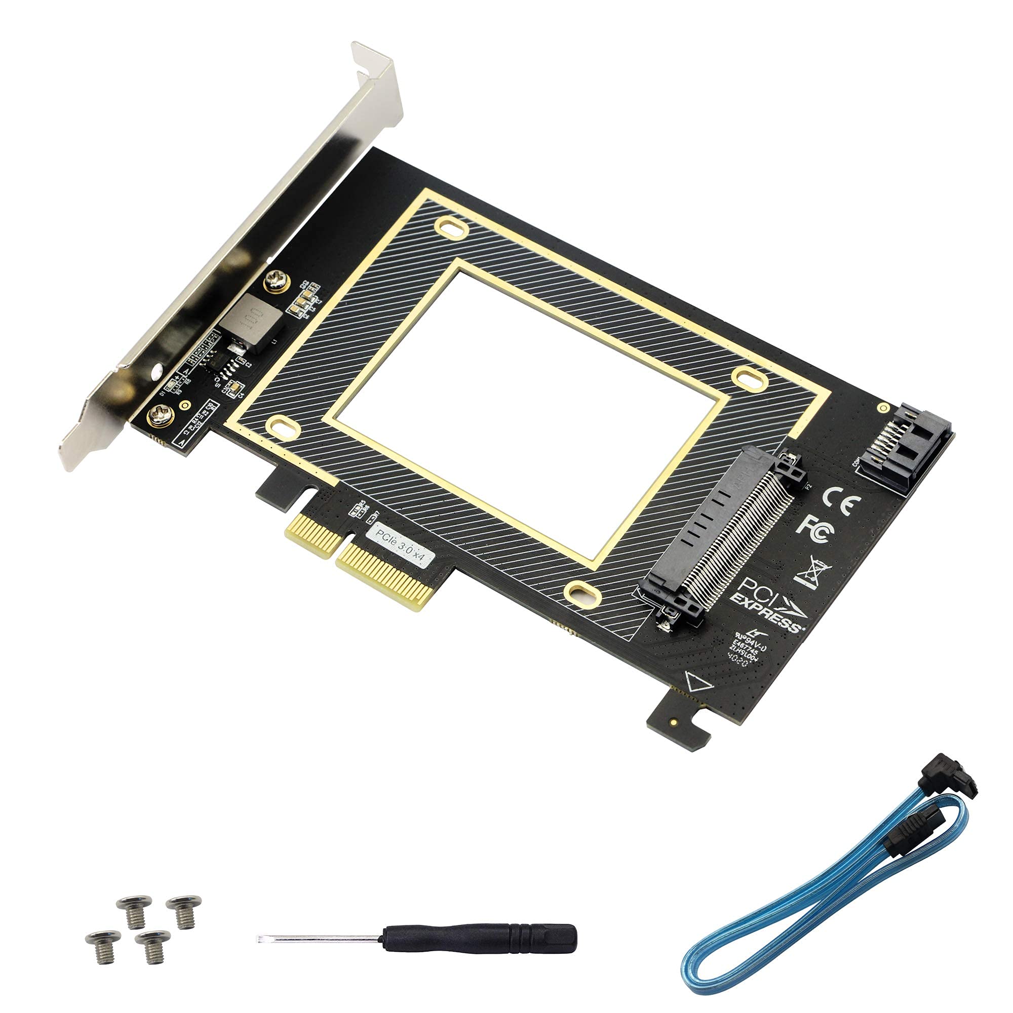 GINTOOYUN U.2 to PCIE Expansion Card，SFF 8639 to PCIE 3.0 x4 Riser Card,PCI-E 3.0 X4 SATA Adapter,For 2.5" U.2 NVME SSD And 2.5" SATA SSD.