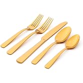 Oneida Aptitude Gold 20-Piece 18/0 Silverware Set for 4, Flatware | mirror finish, dishwasher safe | includes knives, forks, and spoons | cutlery set for kitchen and dining