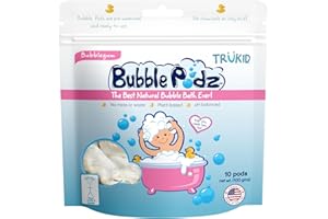 TruKid Bubble Podz Bubble Bath for Baby & Kids, Gentle Refreshing Bath Bomb for Sensitive Skin, pH Balance 7 for Eye Sensitivity, Natural Moisturizers and Ingredients, Bubble Gum (10 Podz)