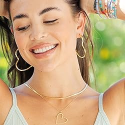 GLOQUAT 14K Gold Heart Hoop Earrings for Women