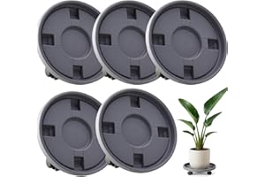 Tulpeed Rolling Plant Stand with Wheels 5 Pack 12 Inch Plant Caddy with Wheels Heavy Duty Plant Dolly Roller Base with Wheels Round Flower Pot Rack Holder Planter Trolley Tray, Grey