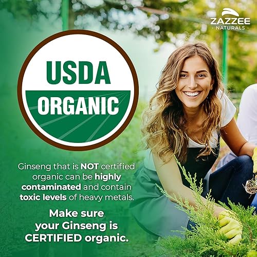 Zazzee USDA Organic Red Korean Panax Ginseng 20:1 Extract, 8000 mg 
