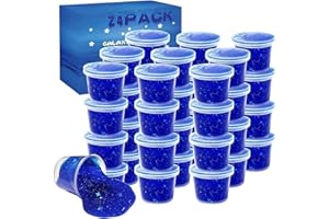 PTFVTN 24 Pack Blue Galaxy Star Slime,Party Favor for Kids Girls & Boys,Non Sticky, Stress & Anxiety Relief, Wet, Super Soft Sludge Toy, Easter Egg Filling Stuffers