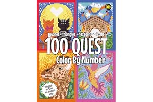 100 QUEST Color By Number: Squares + Triangles + Hexagons + Circles: color quest activity book for adults