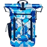 AFISHTOUR Waterproof Backpack for Men and Women - Roll-Top Floating Dry Bag Backpack for Kayaking, Rafting, Boating, Beach (Black)