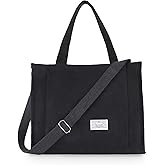 UERRUAM Corduroy Tote Bag for Women Work Crossbody Purse for Everyday,College,Travel,Lightweight Handbag Adjustable Strap