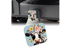 UUCBTAH Tow Hitch Cove Cool Cow in Sunglasses Trailer Hitch Cover Universal 2" Square Hitch Cover Plug Cap，Heavy Duty Trailer Hitch Tube Rubber Covers for Trucks SUV Cars