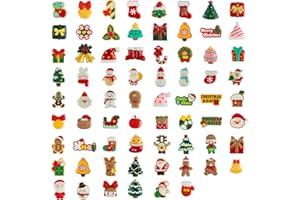 Crafare 70 Styles Christmas Resin Flatback Charms Assorted Slime Santa Snowman Tree Embellishments Supplies for Holiday DIY Scrapbooking Making Decorations 70pc