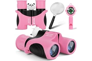Binoculars for Kids 8x21 High-Resolution Real Optics with Magnifying Glass & Whistle Compass, Kids Binoculars for 3-12 Years 