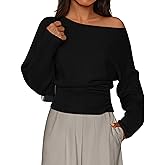 PRETTYGARDEN Women Off The Shoulder Sweater 2026 Fall Trendy Long Batwing Sleeve Knit Pullover Going Out Tops Winter Clothing