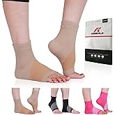 Keskale Compression Socks for Women & Men Open Toe (3 Pairs), Ankle Brace Compression Sleeve with Neuropathy, Foot Compression sleeve for Swelling, Pain & Plantar Fasciitis Relief (Beige, M)