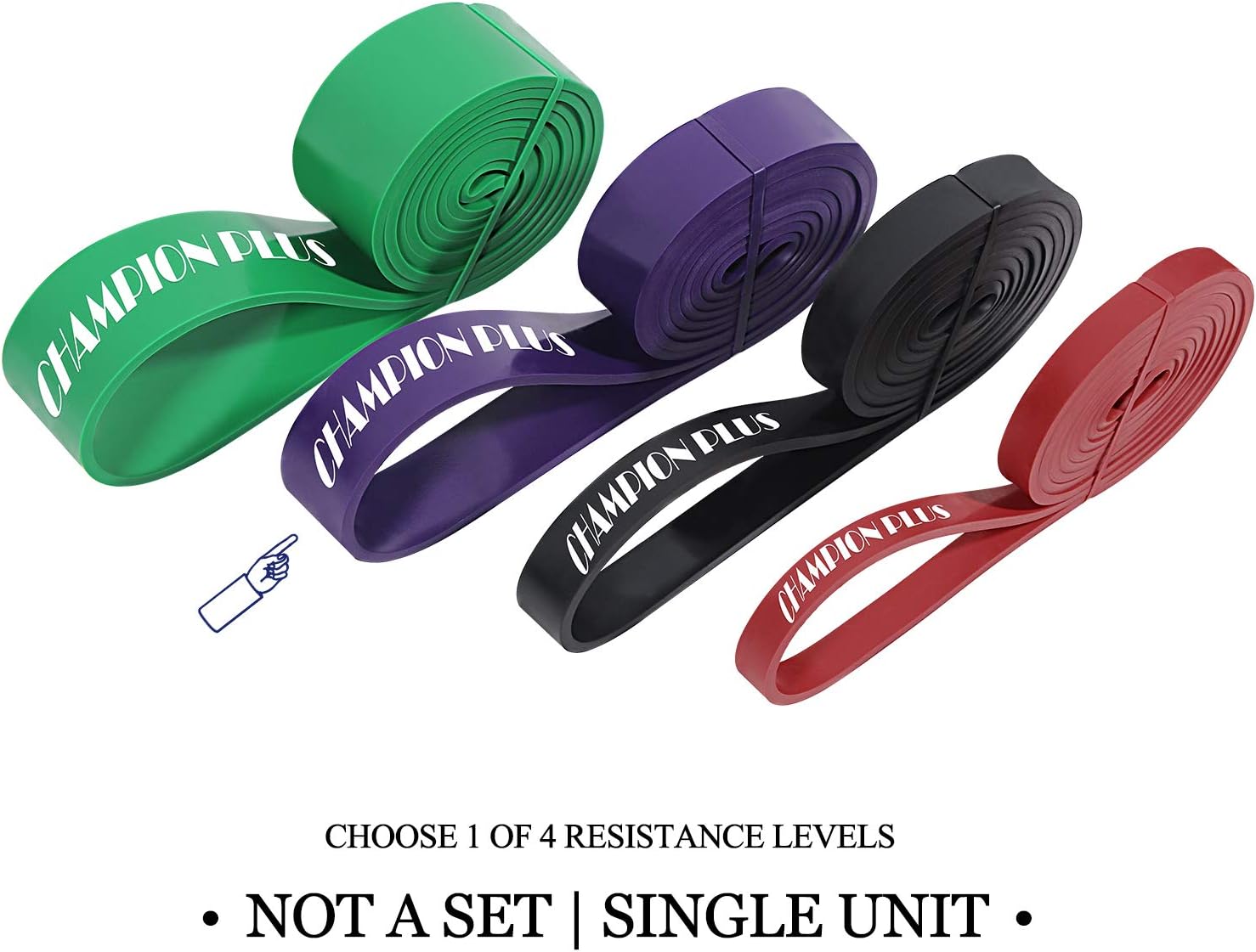 ChampionPlus Pull Up Assist Bands Set of 4 - Heavy Duty Resistance Bands Set Latex Mobility & Powerlifting Exercise Bands Perfect for Body Workout Stretching Training Weightlifting
