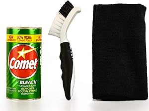 Comet Cleansing Powder with Panther Pack Cleaning Tool Set - Mini Scrub Brush and Microfiber Towel by Foxtrot