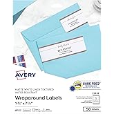 Avery Printable Wraparound Rectangle Labels, 7.85" x 1.75", Textured White, 50 Customizable Labels (22838)