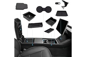 FETUSI 8PCS Center Console Organizer Tray Compatible with Tesla Model Y Juniper 2025 2026 Accessories, Hidden Storage Box & C