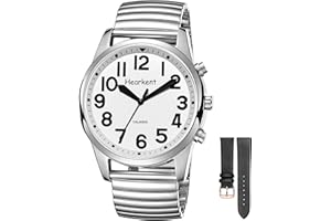 French Talking Watch, Talking Time/Date, Large Dial, Alarm, Suitable for Visually Impaired, Elderly Men