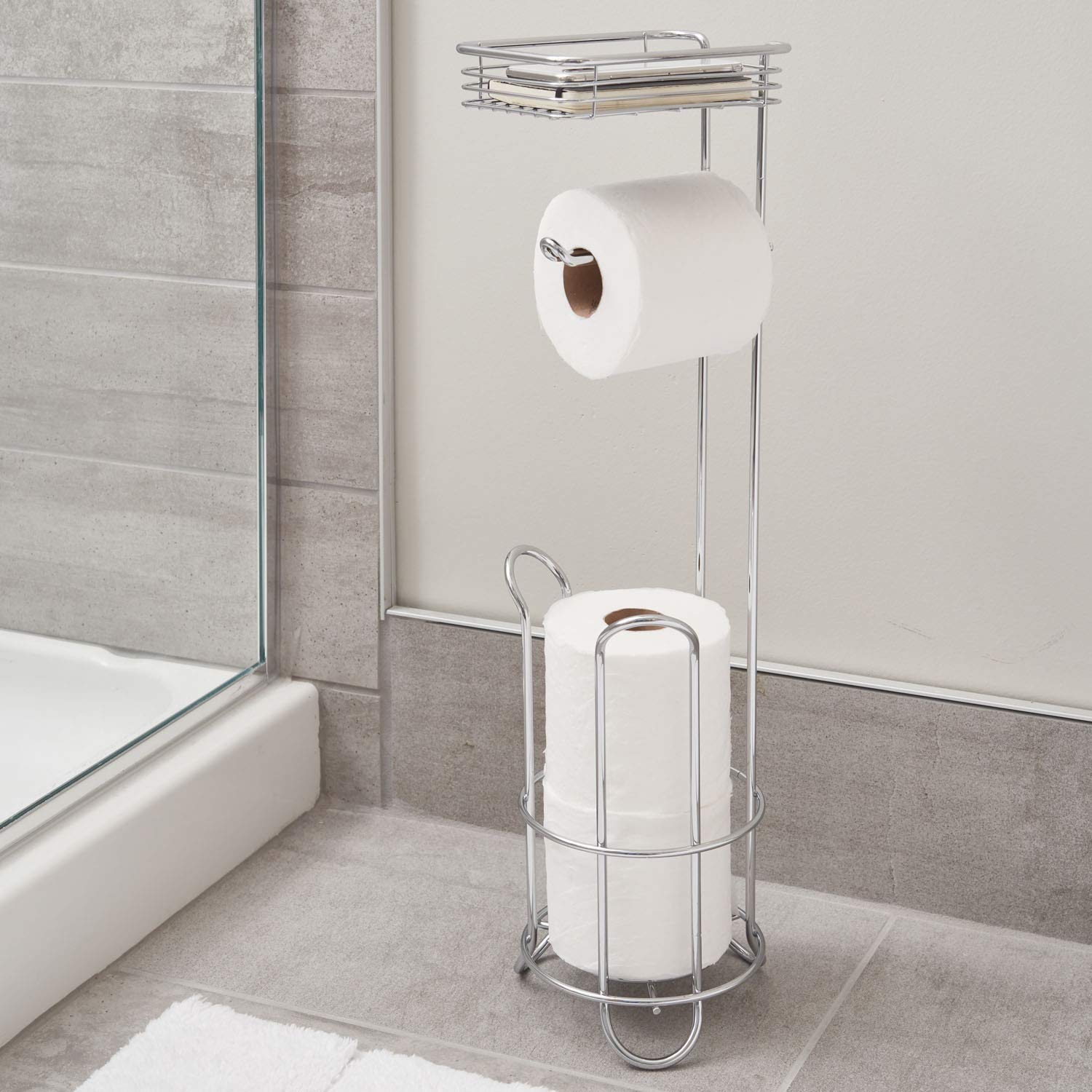 Porta Carta Igienica Sopra Serbatoio WC – Porta Rotolo Cromato Salvaspazio Per Bagno, Camper, Organizer Da Appoggio, 1 Pezzo - 3