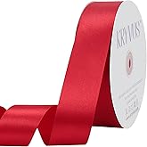 Red Satin Ribbon 1-1/2 inch X Continuous 100 Yards, Single Face Polyester Ribbon Perfect for Gift Wrapping, Flower Bouquet, Wedding Decor, Crafts, Bow Making, Sewing and More